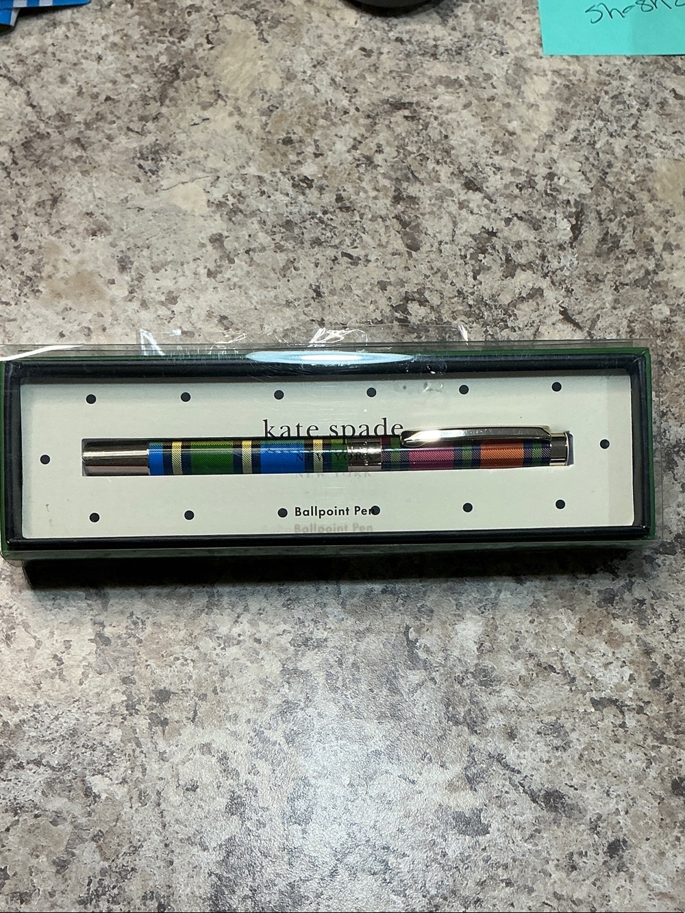 kate spade multicolor striped ballpoint pen with gold trim - Picture 1 of 3
